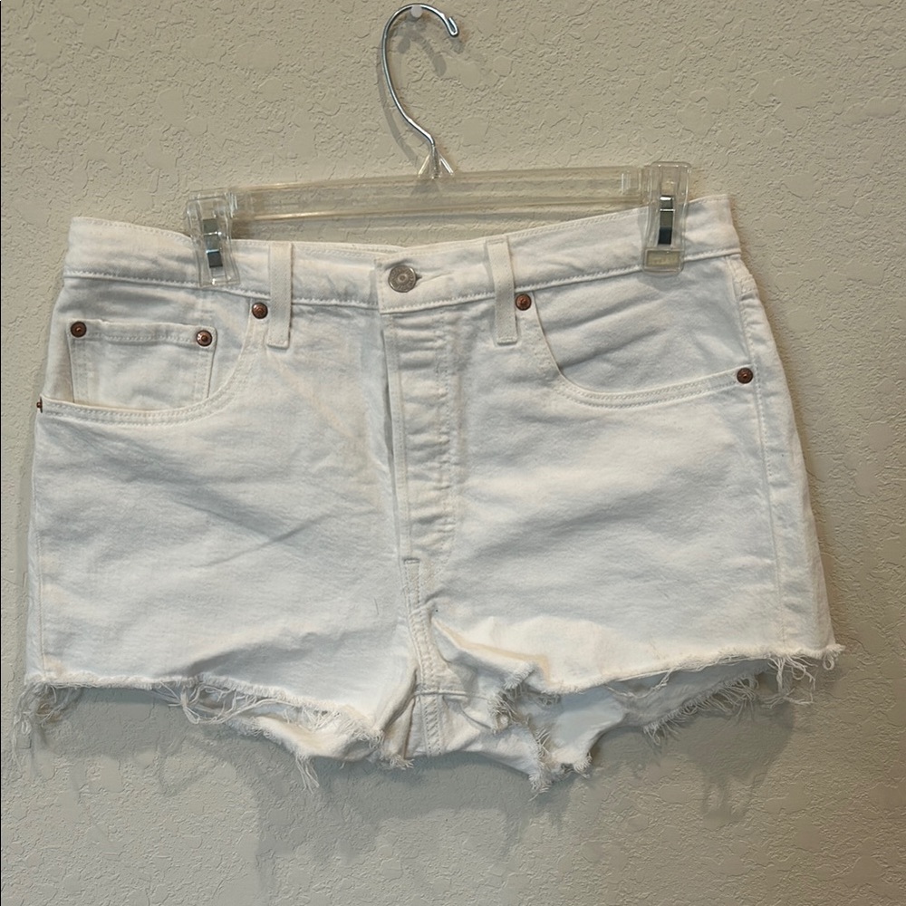 White Levi's Women's Premium 501 Original Shorts